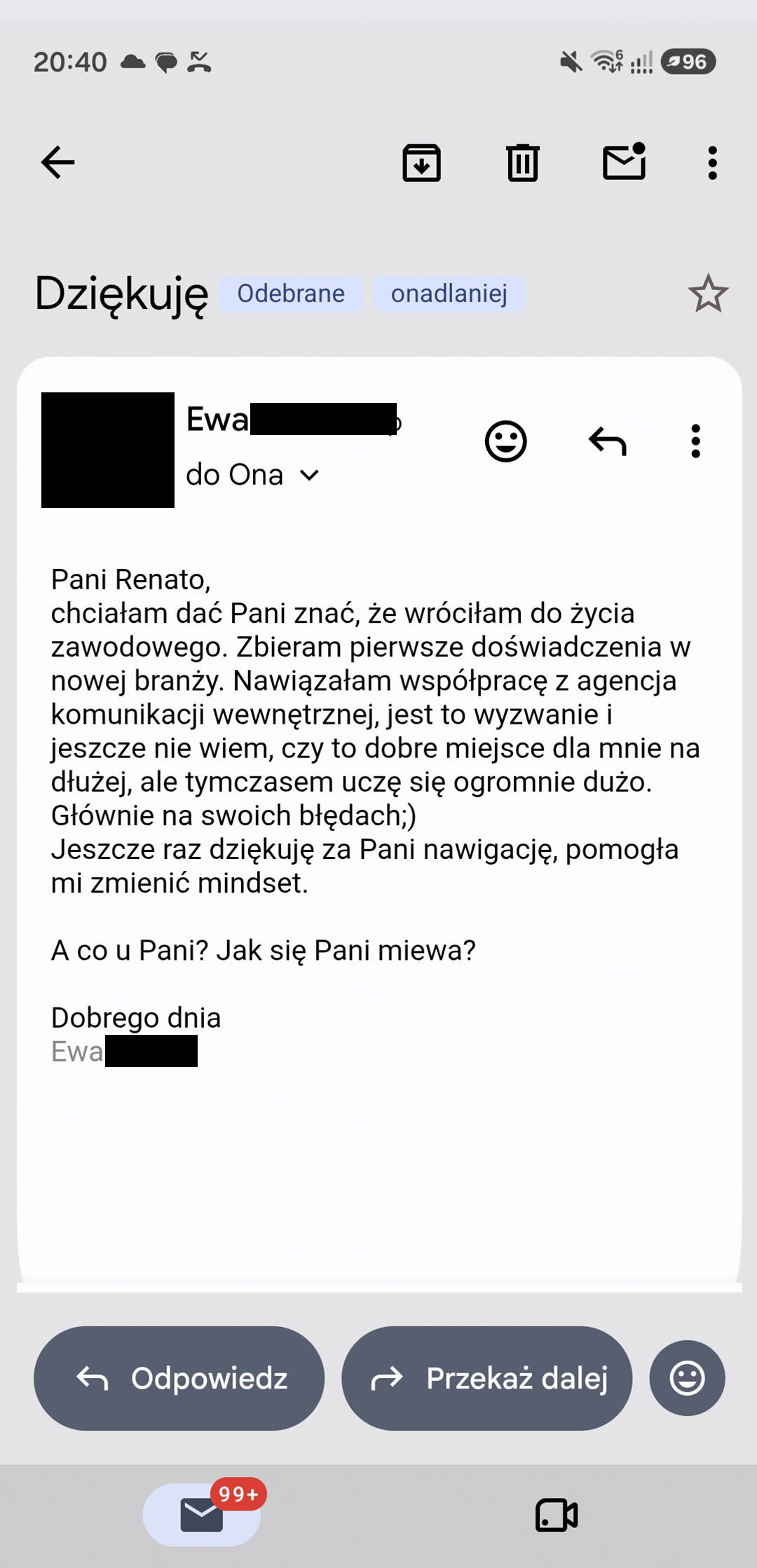 Wiadomość od Ewy: powrót do pracy w nowej branży